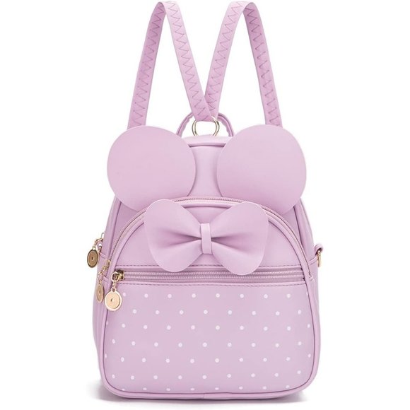Bowknot Polka Dot Mini Backpack And Convertible Shoulder Bag Purse for Women - Picture 1 of 7